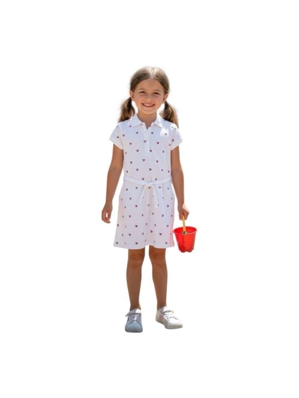 Tommy Hilfiger Size S (6/7) Girl’s White Polo Dress – Red, White & Blue